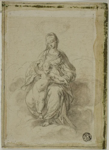 Virgin and Child Seated on Clouds by Antonio Maria Zanetti
Francesco Mazzola, drawing, 1700-1767