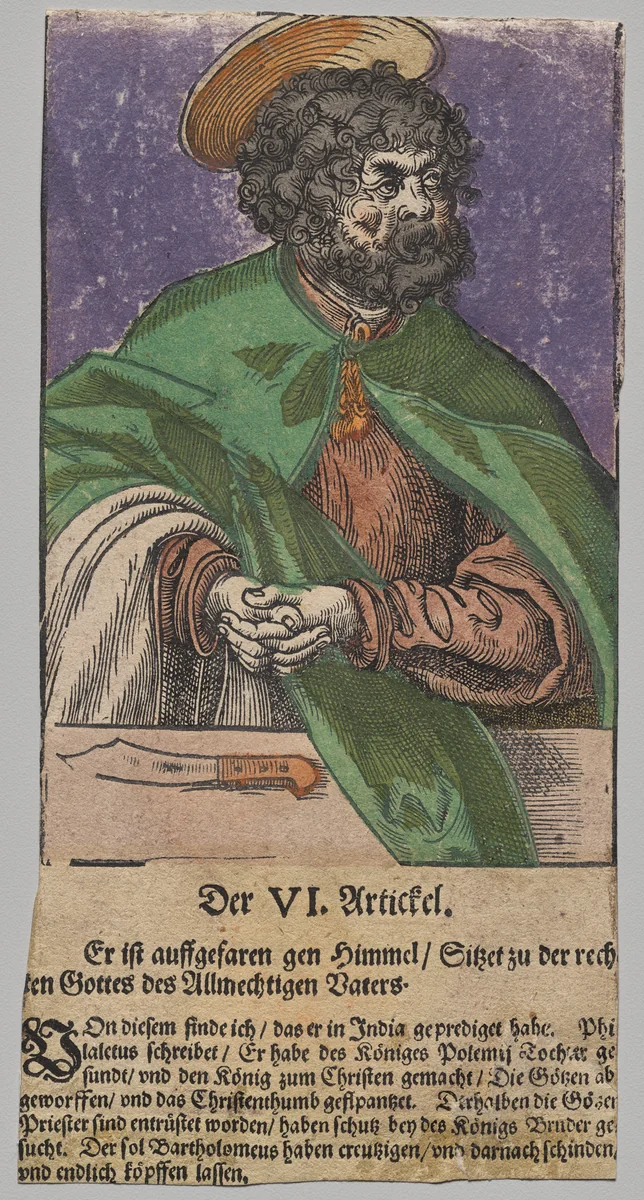 Bartholomew from Christ, the Apostles, and Saint Paul by Lucas Cranach, print, 1563-1564