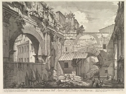 Veduta interna dell'Atrio del Portico di Ottavia (Internal View of the Atrium of the Portico of Octavia), in: 'Vedute di Roma' (Views of Rome) by Giovanni Battista Piranesi, print, 1760