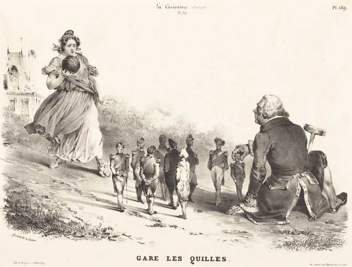 Gare les Quilles by Jean-Ignace-Isidore Grandville, print, 1803-1847