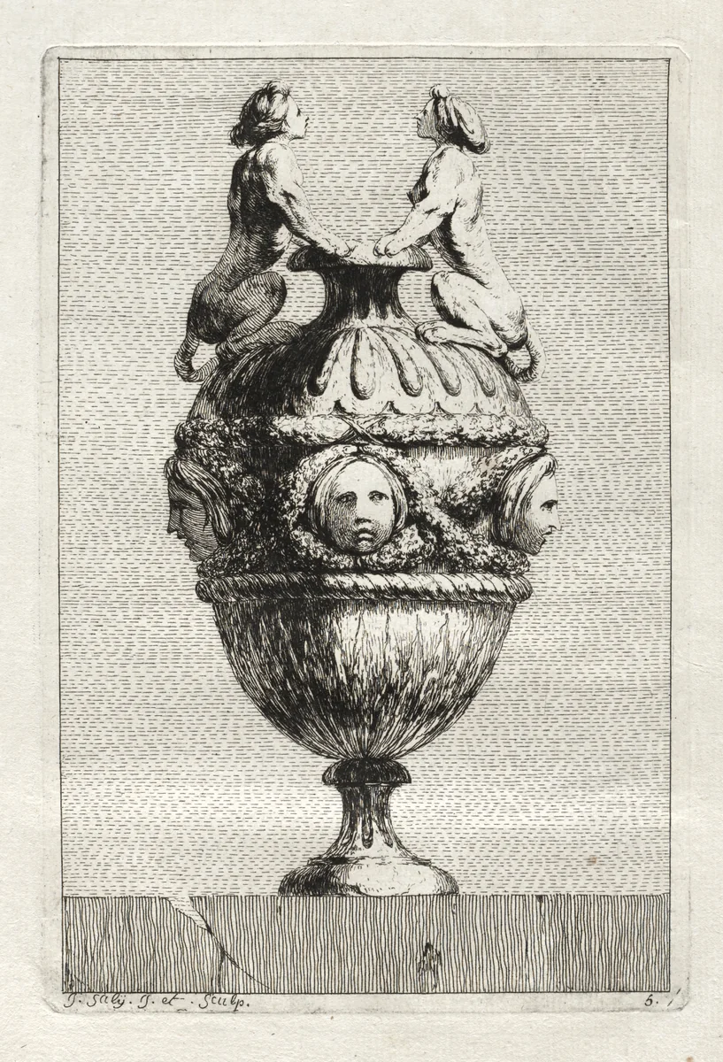 Suite of Vases: Plate 5 by Jacques François Saly, print, 1746