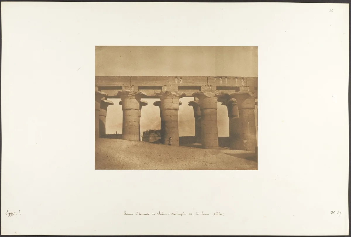 Grande Colonnade du Palais d'Aménophis III, à Luxor, Thèbes by Maxime Du Camp, photograph, 1850