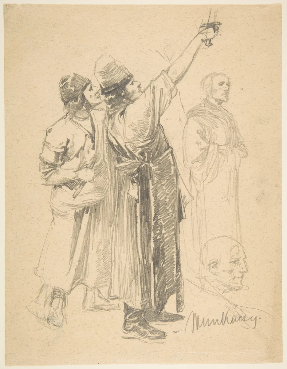 Studies of Standing Men by Mihály Munkácsy, drawing, 1886-1897
