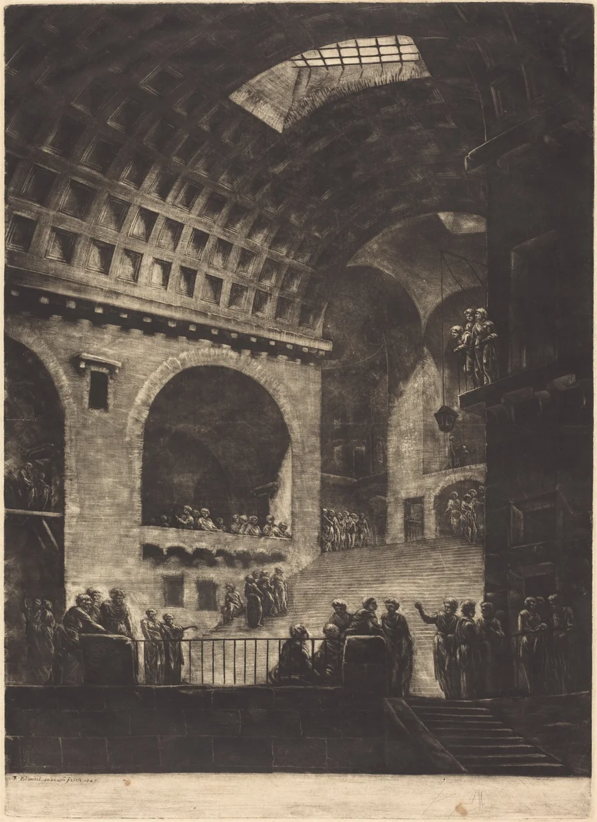View of a Prison by Georges François Blondel, print, 1730-1791