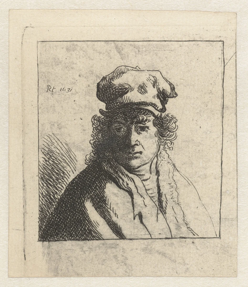 Young man in cap: bust by anonymous, print, 1807-1808