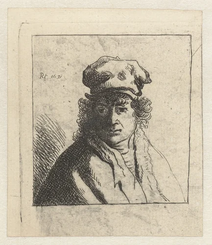 Young man in cap: bust by anonymous, print, 1807-1808