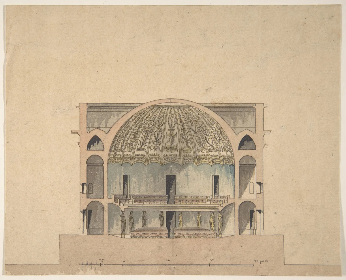 Design for the Interior Elevation of a Theater by anonymous, drawing, 1795-1805