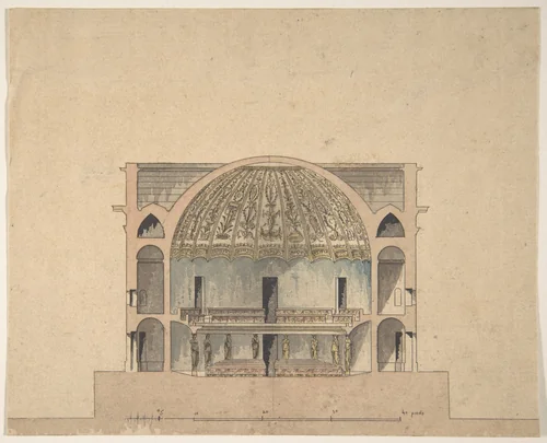 Design for the Interior Elevation of a Theater by anonymous, drawing, 1795-1805