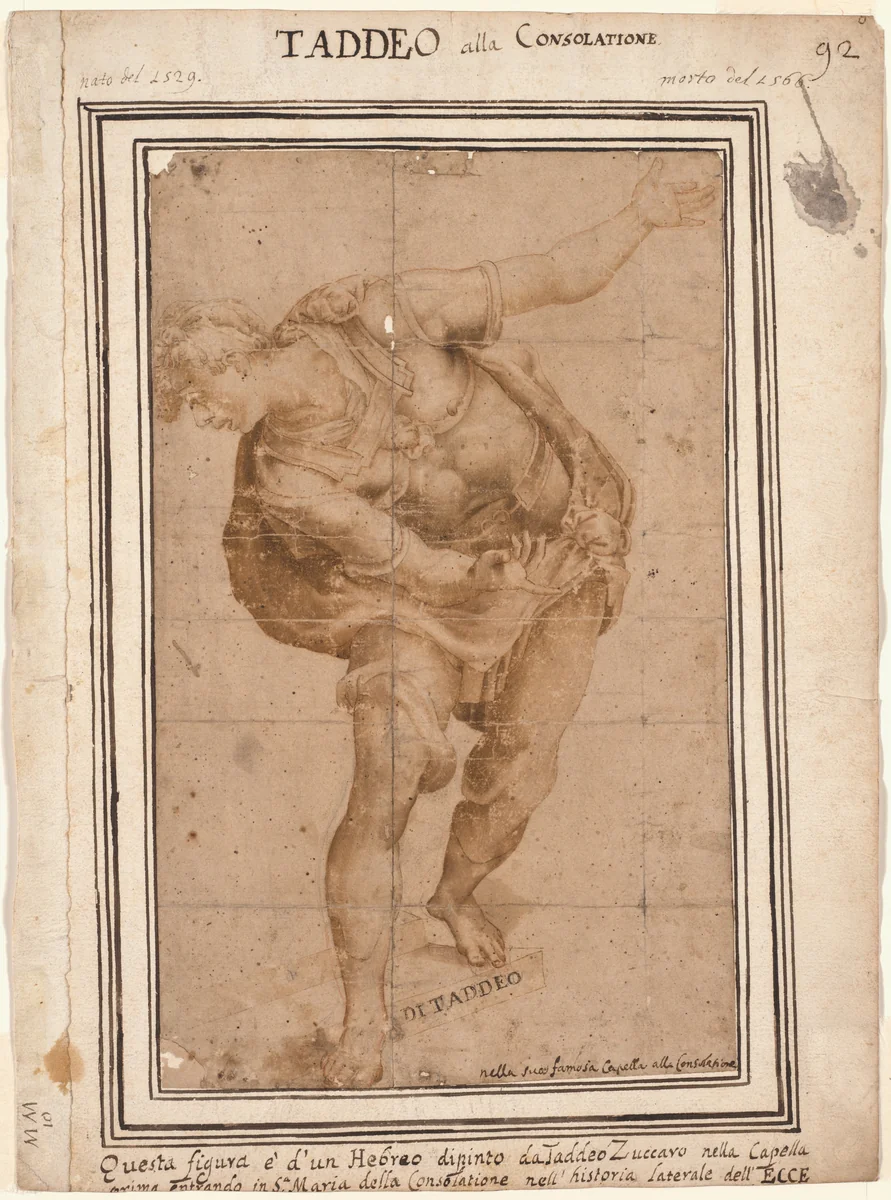 Un Hebreo, from Christ Shown to the People (recto) by Taddeo Zuccaro, drawing, 1556-1600