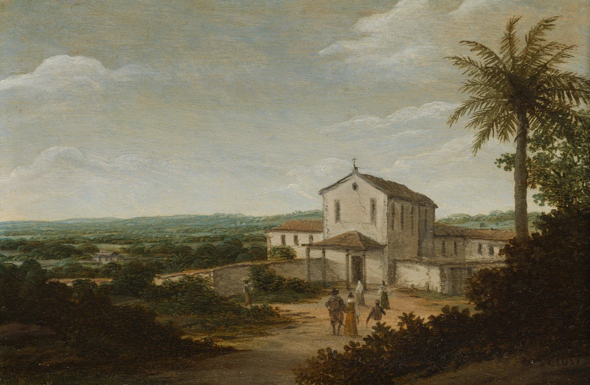 Church Building in Brazil by Frans Jansz Post, painting, 1675-1680