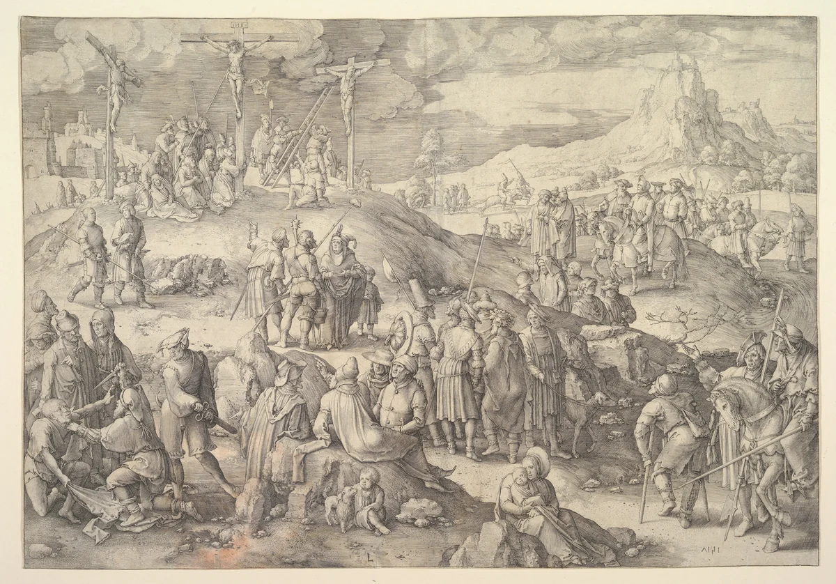 Calvary (Golgotha) by Lucas van Leyden, print, 1517