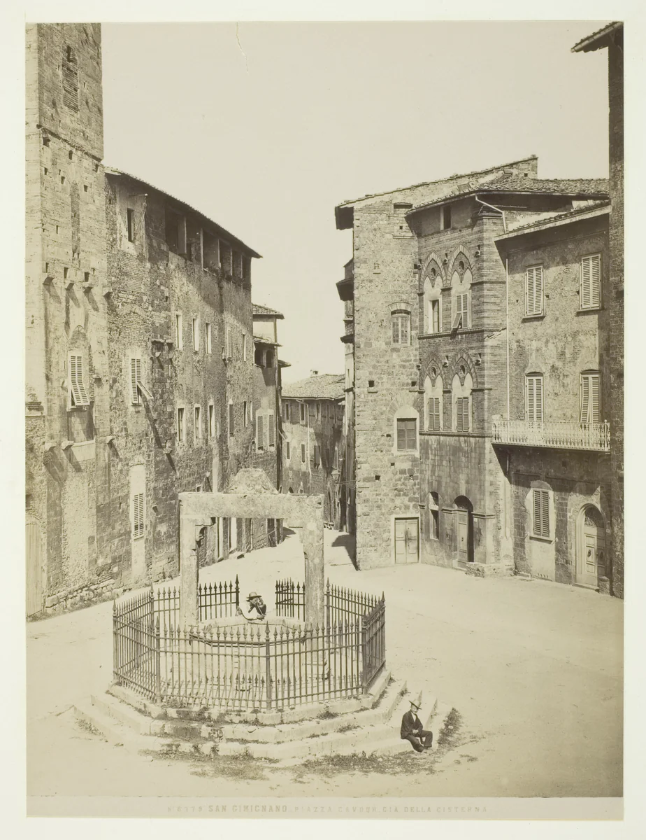 San Gimignano, Piazza Cavour cis della cisterna by Artist Unknown, photograph, 1850-1900