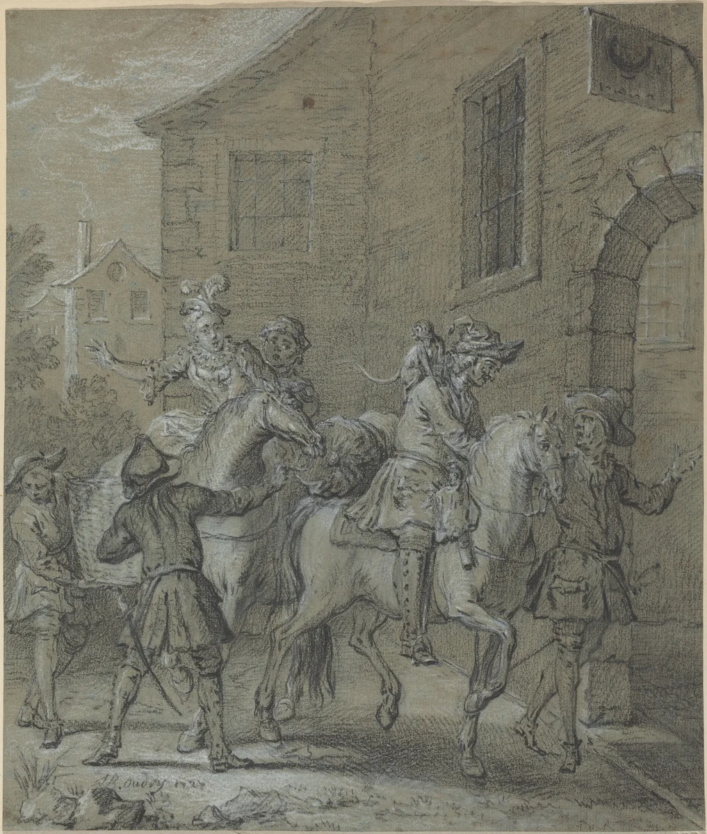 L'Arrivee de l'Operateur dans l'hotellerie by Jean-Baptiste Oudry, drawing, 1727