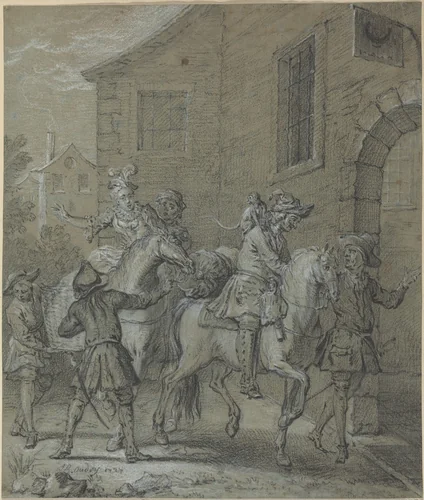 L'Arrivee de l'Operateur dans l'hotellerie by Jean-Baptiste Oudry, drawing, 1727