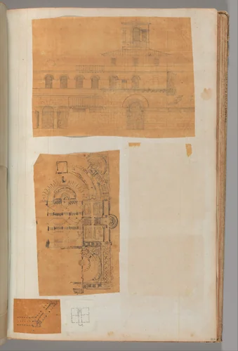 Page from a Scrapbook containing Drawings and Several Prints of Architecture, Interiors, Furniture and Other Objects by Charles Percier, book, 1795-1805