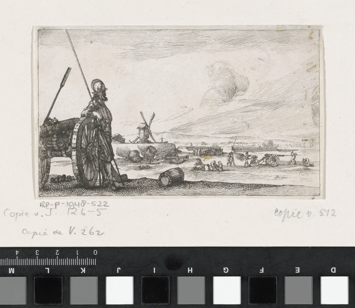 Soldaat met speer leunend tegen een kar by anonymous, print, 1620-1664