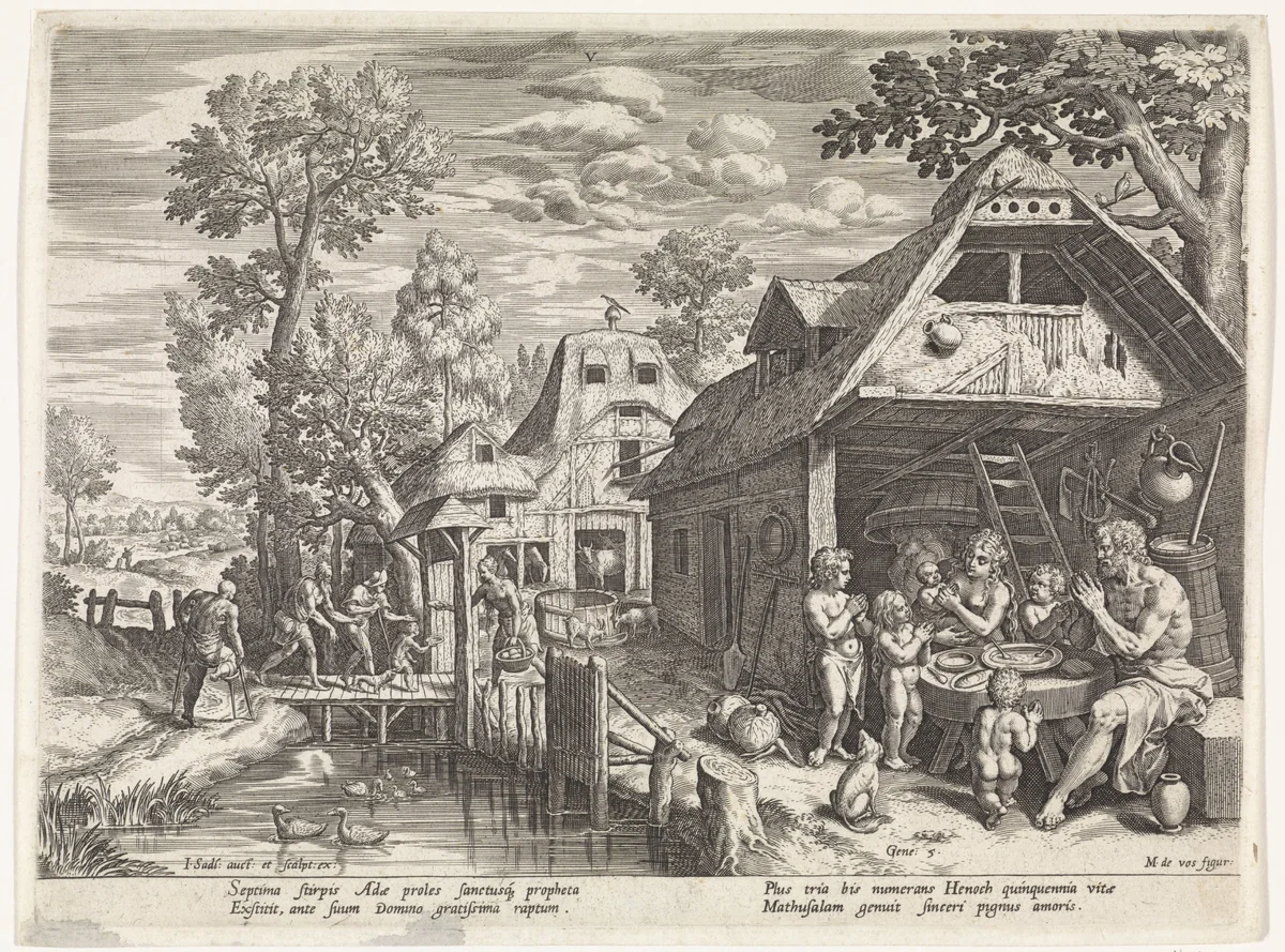 Henoch en zijn gezin by Unknown, print, 1586