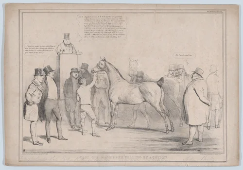 Cast Off Machiners Selling By Auction by John Doyle, print, 1835