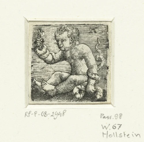 Hercules als kind doodt de slangen by Unknown, print, 1506-1538