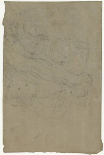 Deel van een studie van een liggend figuur by Jean-François de Troy, drawing, 1689-1752