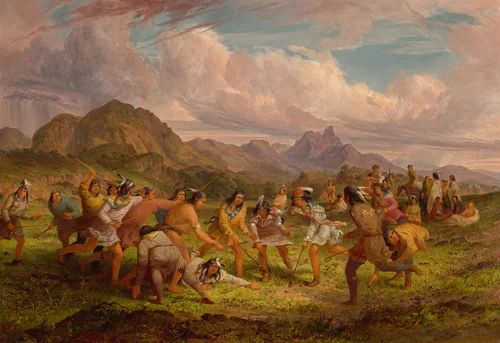 Ball Playing among the Sioux Indians by Seth Eastman, painting, 1851