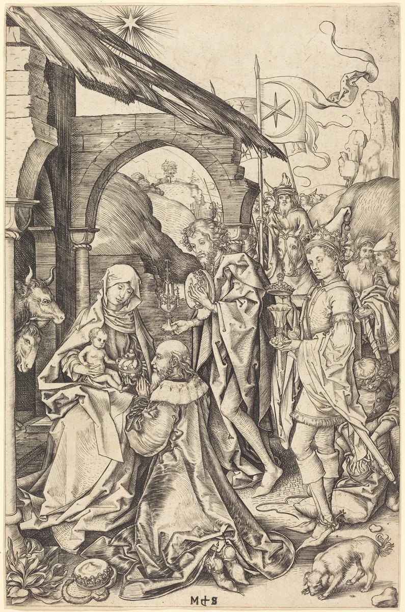 The Adoration of the Magi by Martin Schongauer, print, 1470-1475