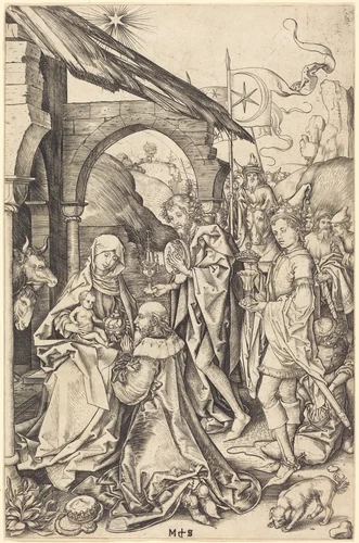 The Adoration of the Magi by Martin Schongauer, print, 1470-1475