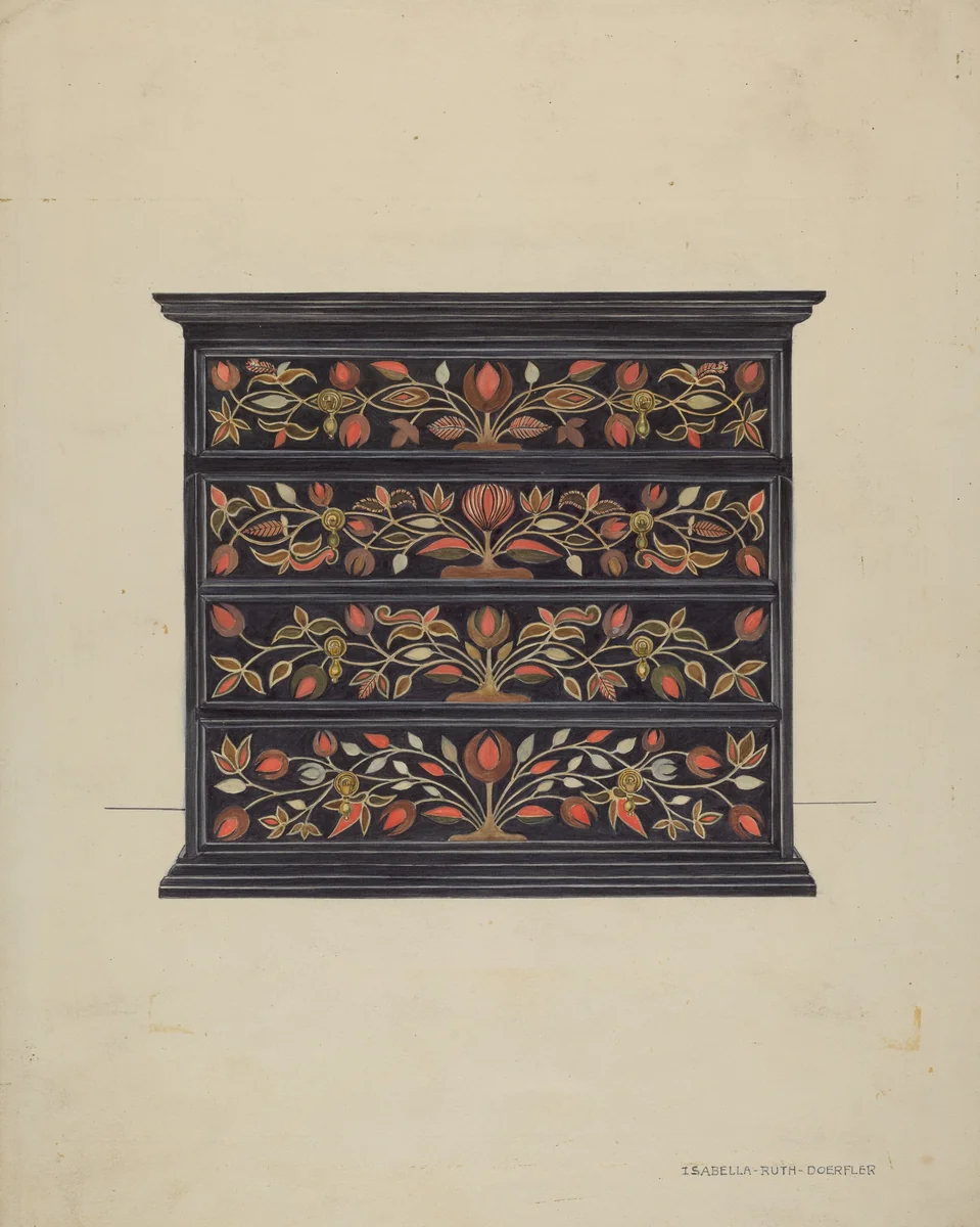 Painted Chest of Drawers by Isabella Ruth Doerfler, index of american design, 1937