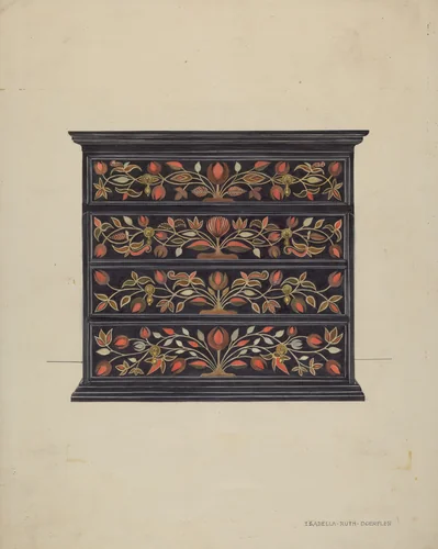 Painted Chest of Drawers by Isabella Ruth Doerfler, index of american design, 1937