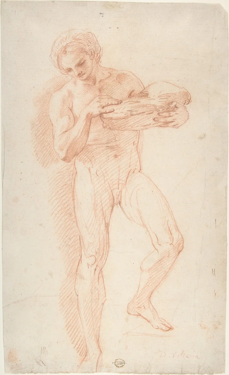Study of a Nude Man by Corrado Giaquinto, drawing, 1753