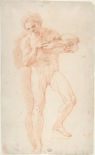 Study of a Nude Man by Corrado Giaquinto, drawing, 1753