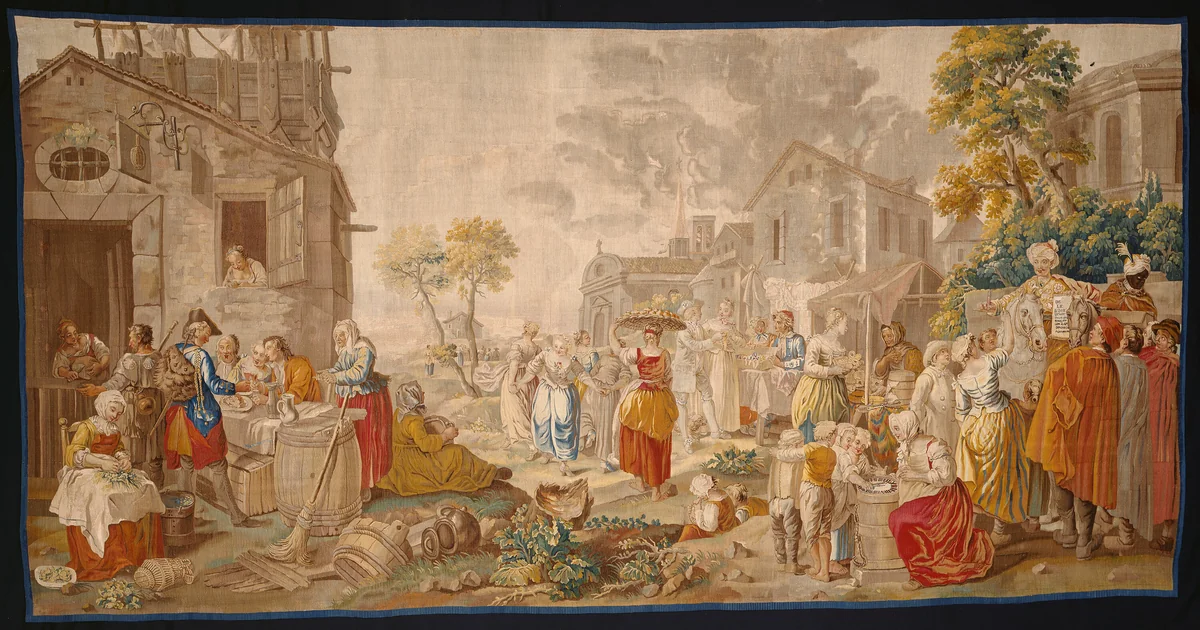The Outdoor Market, from Village Festivals by Étienne Jeaurat, textile, 1765-1799