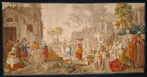 The Outdoor Market, from Village Festivals by Étienne Jeaurat, textile, 1765-1799