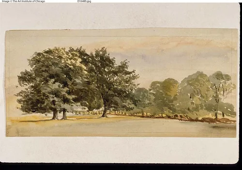 Panorama of a Wooded Grove (recto); Landscape with Woods at Right (verso) by Unknown Artist, painting, 1800-1899
