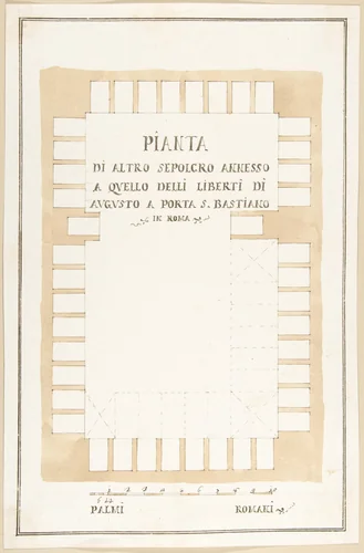 Plan of a Tomb, Rome by Pietro Paolo Coccetti, drawing, 1710-1727