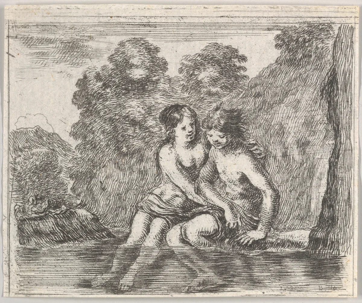 Salmacis and Hermaphrodite, from "Game of Mythology" (Jeu de la Mythologie) by Stefano della Bella, print, 1644