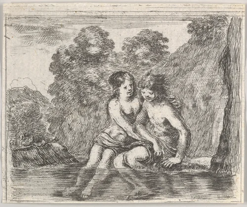 Salmacis and Hermaphrodite, from "Game of Mythology" (Jeu de la Mythologie) by Stefano della Bella, print, 1644
