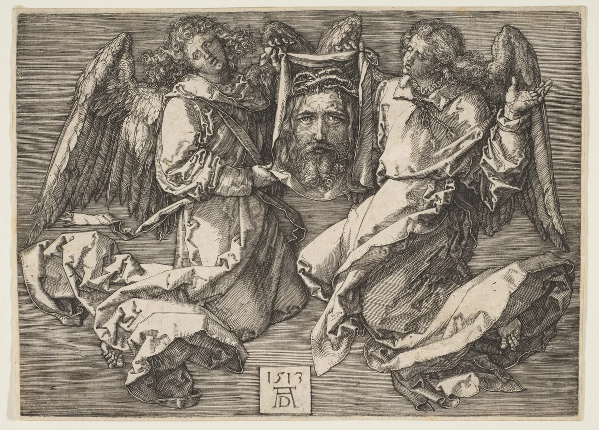 Sudarium Held by Two Angels by Albrecht Dürer, print, 1513