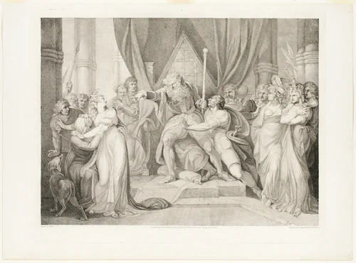 Lear Casting out his Daughter Cordelia by Richard Earlom, print, 1792