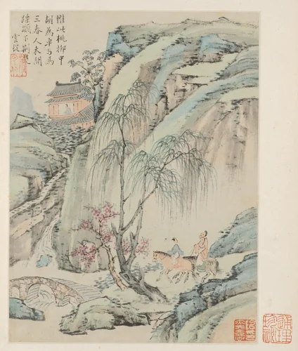 Album of Seasonal Landscapes, Leaf B (previous leaf 1) by Xiao Yuncong, painting, 1668