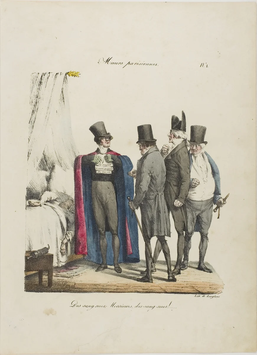 The Leeches, Messieurs, the Leeches! by Edmé Jean Pigal, print, 1820-1830