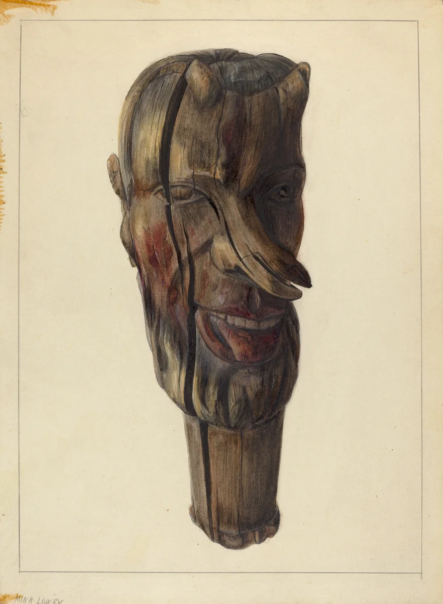 Hitching Post Finial by Mina Lowry, index of american design, 1940