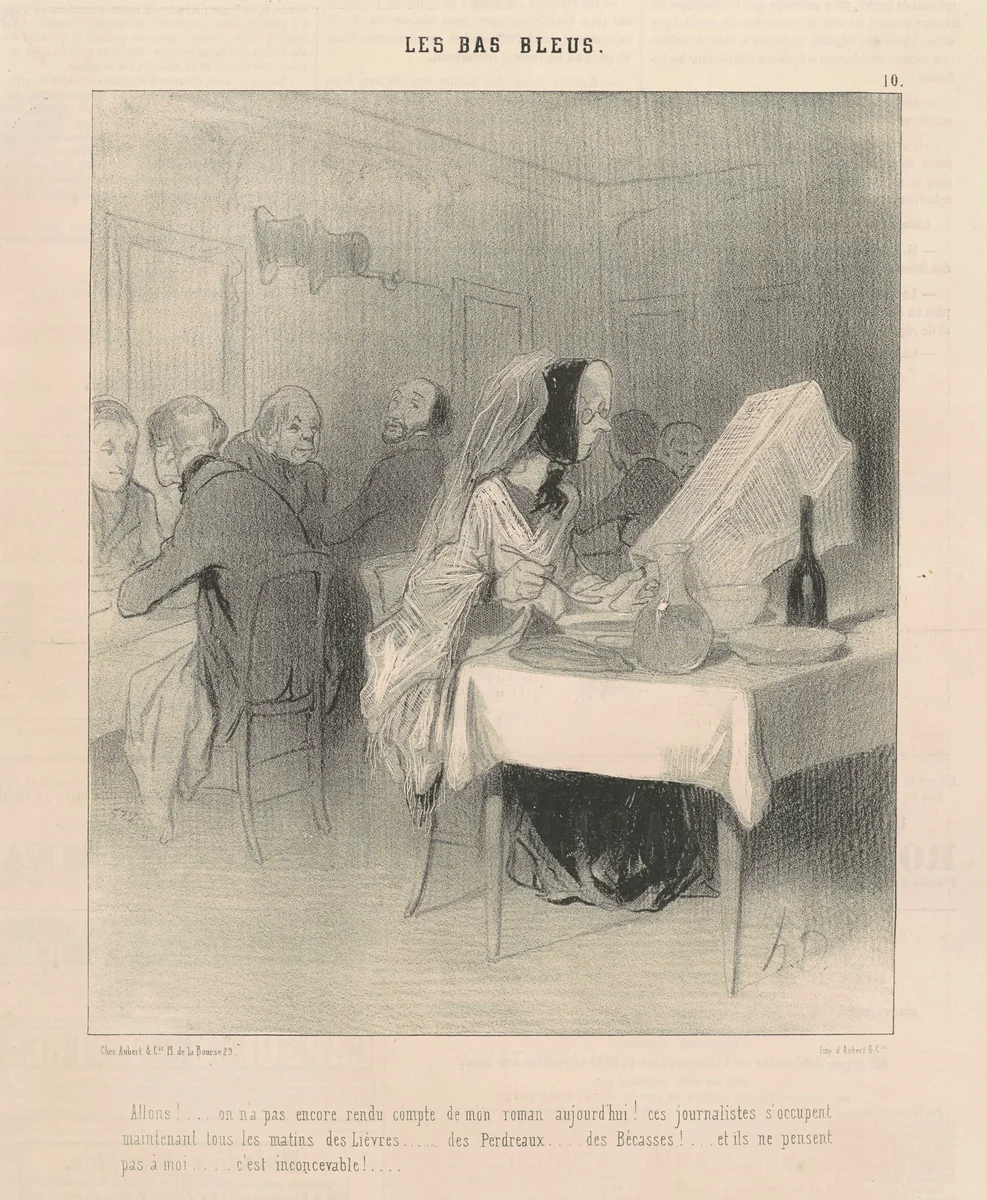 Allons! ... On n'a pas encore rendu compte de mon roman ... by Honoré Daumier, print, 1844