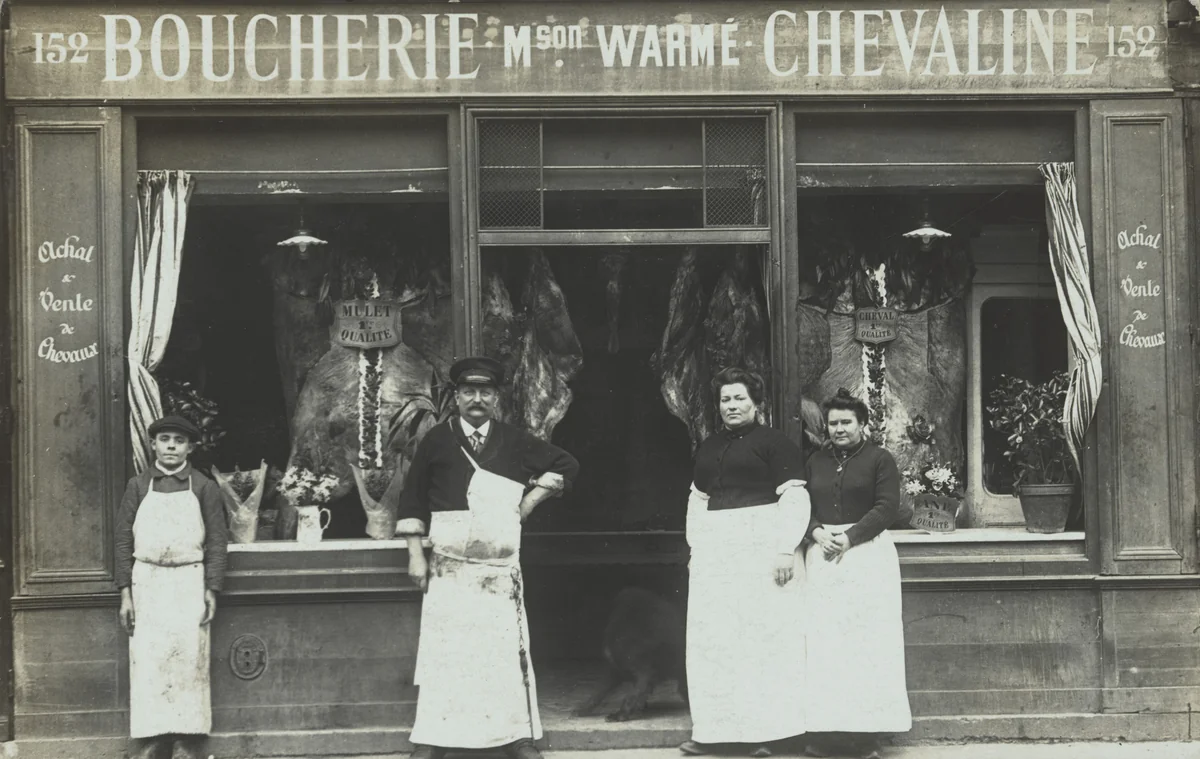 Mson Warmé, Boucherie chevaline, Achat & vente de chevaux, Auvers-sur-Oise by Unidentified Photographer, photograph, 1901