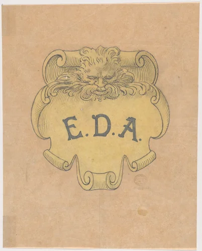Study for a bronze name plate for Edward D. Adams by Alphonse Legros, drawing, 1887-1897