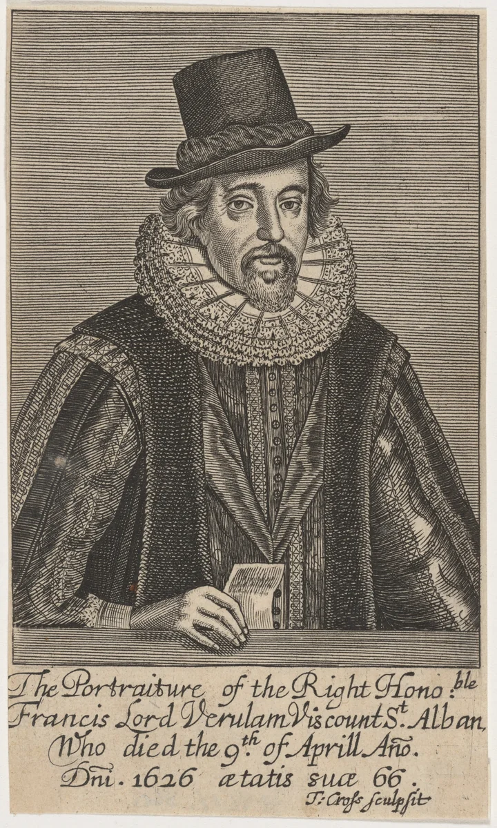 Francis Lord Verulam Viscount St. Alban by Thomas Cross; Crispijn van de Passe I, print, 1653