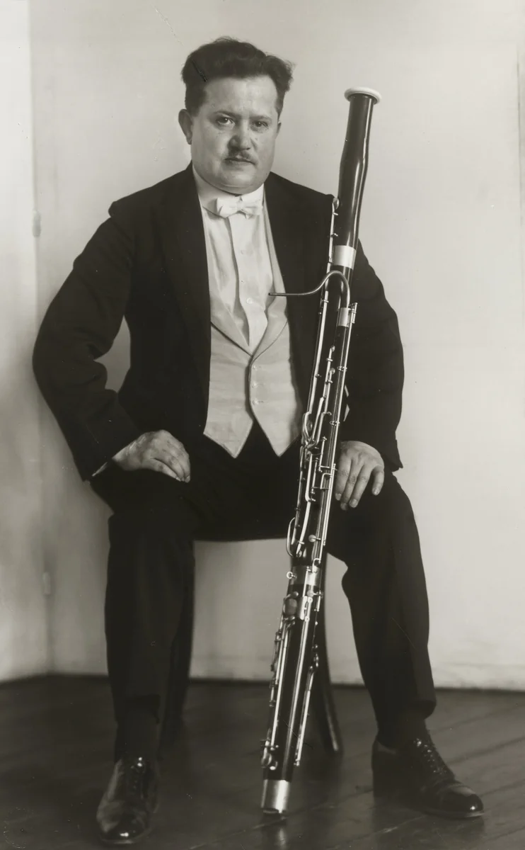 Bassoonist [Bernhard Hühnerfürst] by August Sander, photograph, 1927