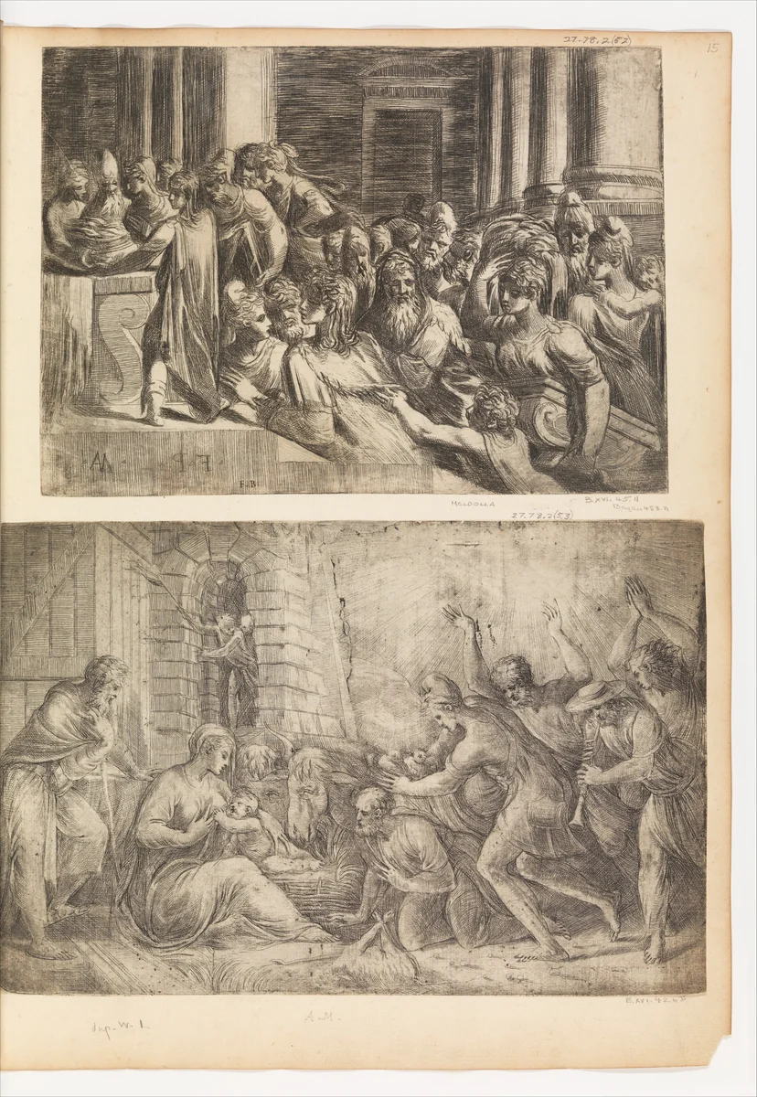 The Presentation in the Temple by Andrea Schiavone, print, 1510-1563
