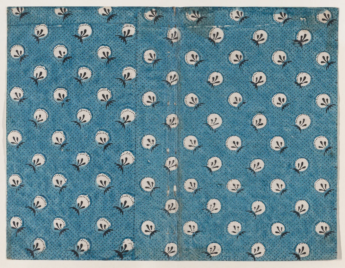 Book cover with overall pattern of dots and circles by anonymous, print, 1800-1900