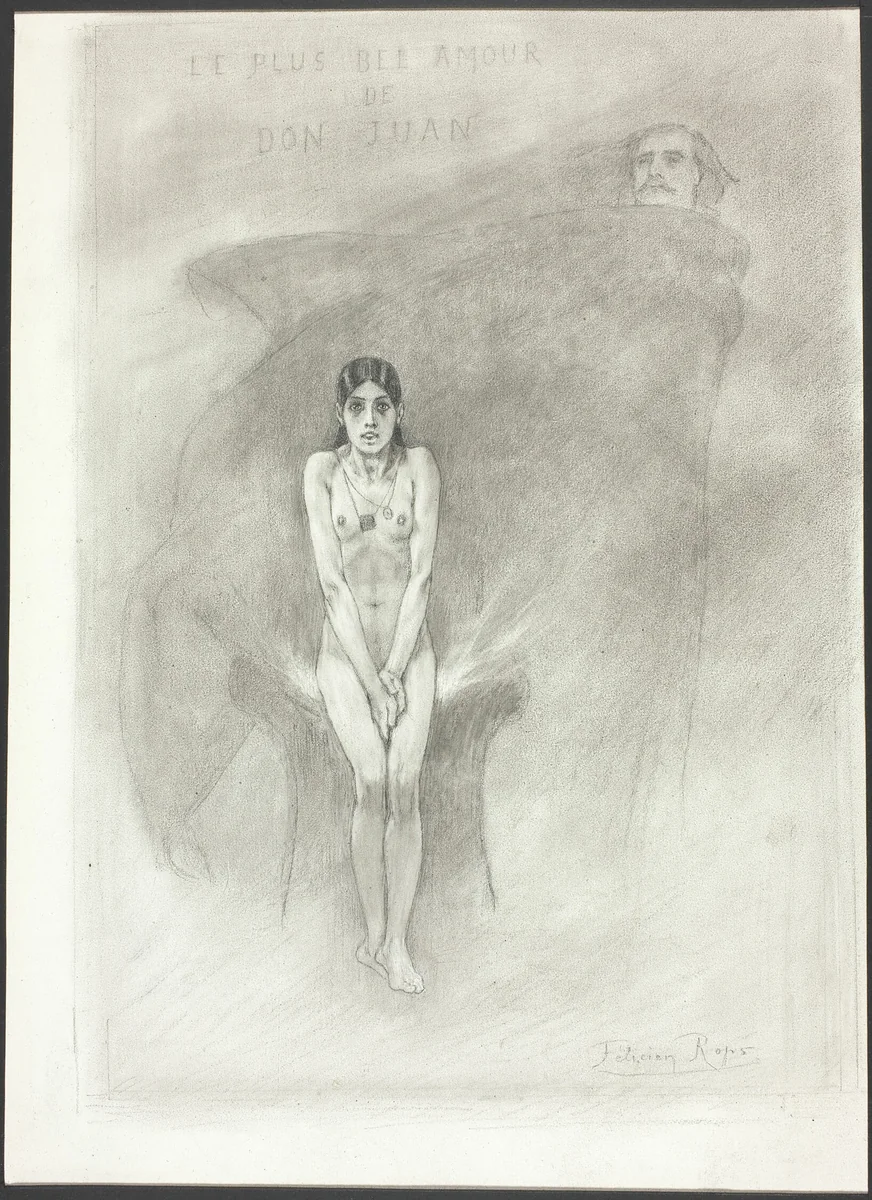The Greatest Love of Don Juan by Félicien Rops, drawing, 1879